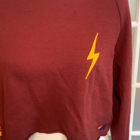 Aviator Nation Bolt 5 chevron cropped crew sweatshirt-size Medium - Picture 3 of 12